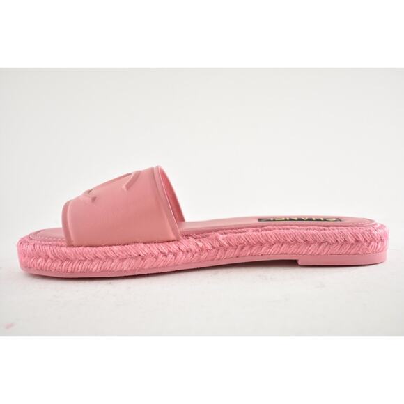 Chanel 23C Pink Lambskin Leather CC Logo Slide Sandal Slip Espadrille Flat 42 - Picture 12 of 15